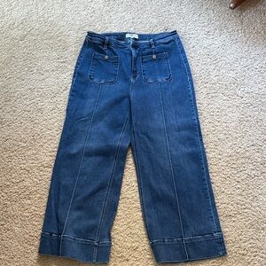 Women's Risen High Rise wide leg  Blue Cropped Jeans